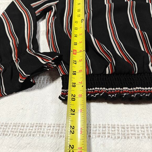 Twine & String Black Brown White Striped Peasant Blouse Size XL NEW - Picture 4 of 8